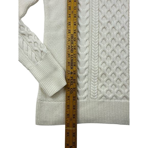 GAP Sweater Womens Cream Cable Knit Crew Neck Fishermans Chunky Preppy Medium - Picture 9 of 9